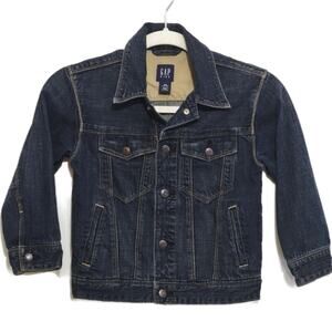 GAP KIDS Denim Jacket Blue Dark Wash Snap Front Jean Jacket Outdoor Casual XS